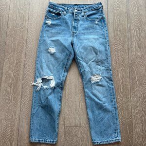 Levi's 501 Original Cropped Distressed Jeans